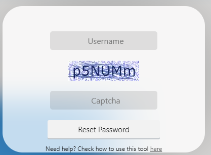 Insert username and captcha